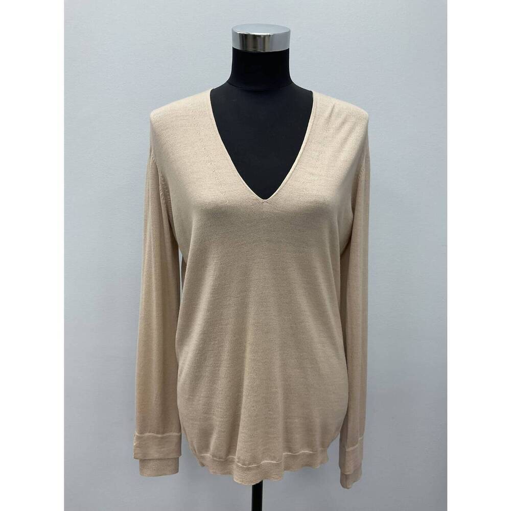 NEW STRENESSE nude vneck wool/cashmere sweater in nude